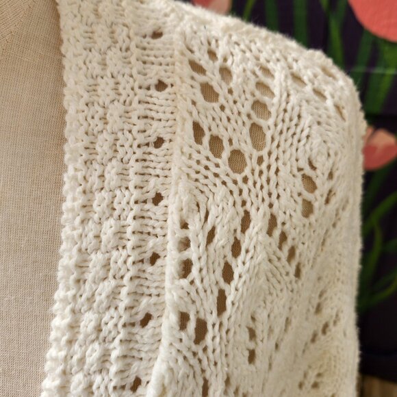 Vintage 80's - 90's White Cotton Oversized Dolman Sleeve Cardigan Sweater - Picture 12 of 15